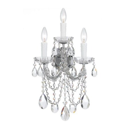 Crystorama Three Light Polished Chrome Wall Light 4423-CH-CL-MWP